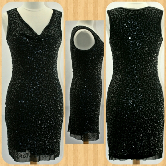 Max Stuio Dresses & Skirts - Max Studio Sequins Cowl Neck Sheath Cocktail Dress